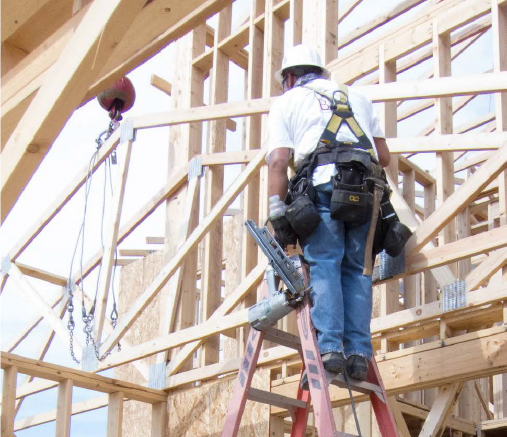 Image of contractor on a ladder